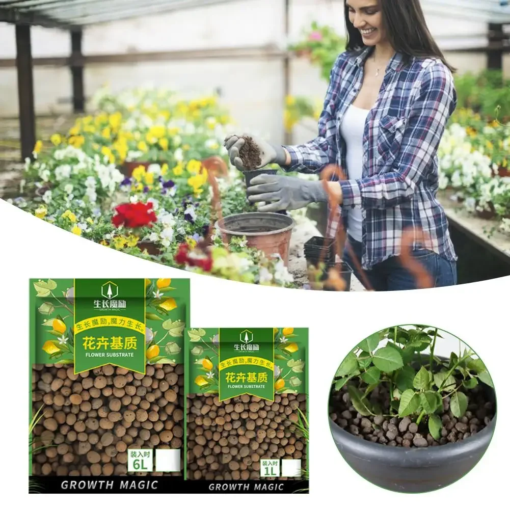 Clay Pebble Growing - 2L Organic Drainage Clay Balls พื้นผิวดอกไม้สําหรับพืช